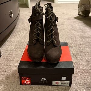 G by Guess Dark Brown Lace-Up Boots